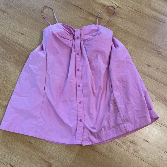 Jonathan Simkhai Kendall Mini Pink Shirt Button Front Dress Size 6 Pockets - Picture 1 of 12